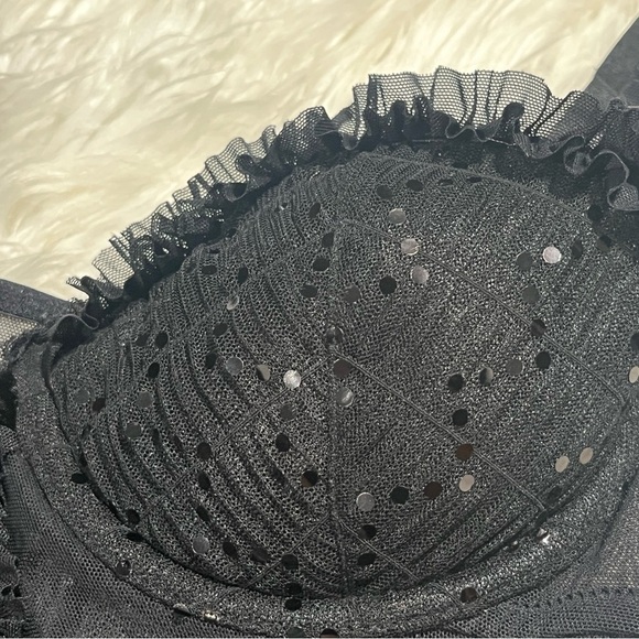 VTG Victoria’s Secret Sexy Little Things Ruffled Babydoll Top Bustier 36C Sequin - Picture 8 of 15